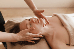 A woman’s back after getting a custom massage in Minneapolis