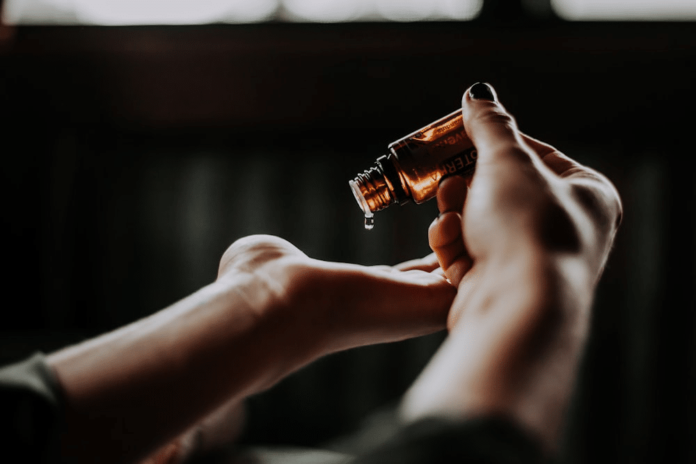 A bottle of oil for massage therapy in Minneapolis
