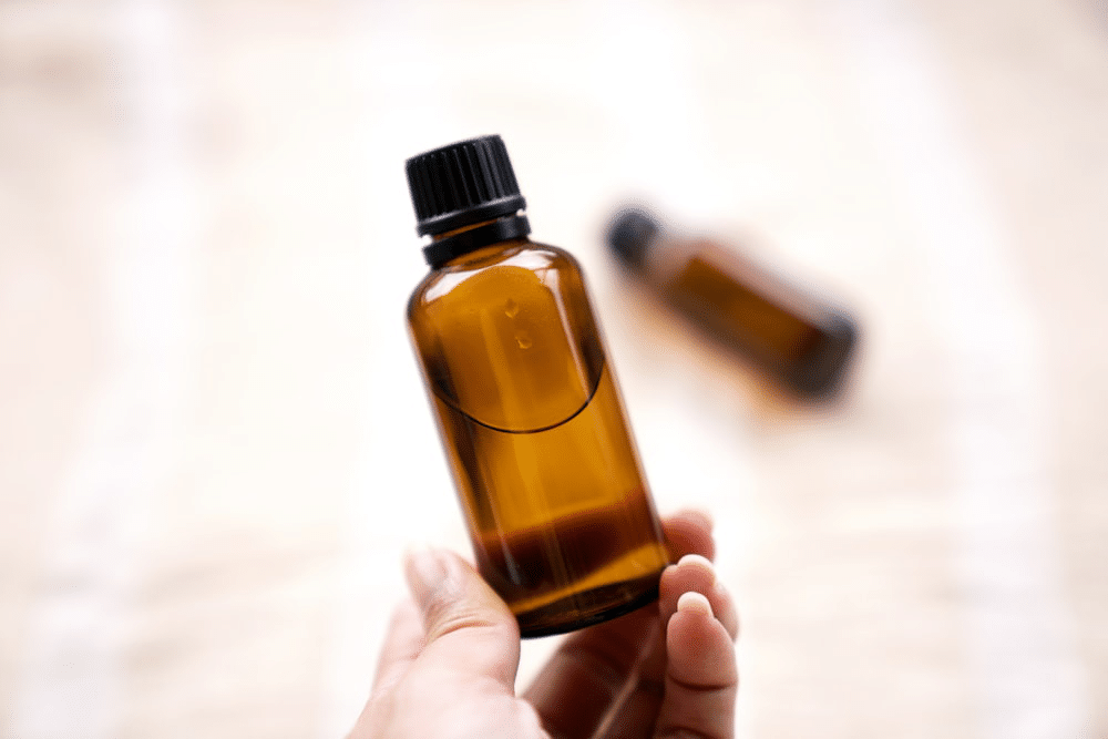 A bottle of oil for massage therapy in Minneapolis