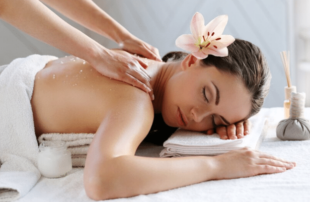 A picture of a person getting a full body massage