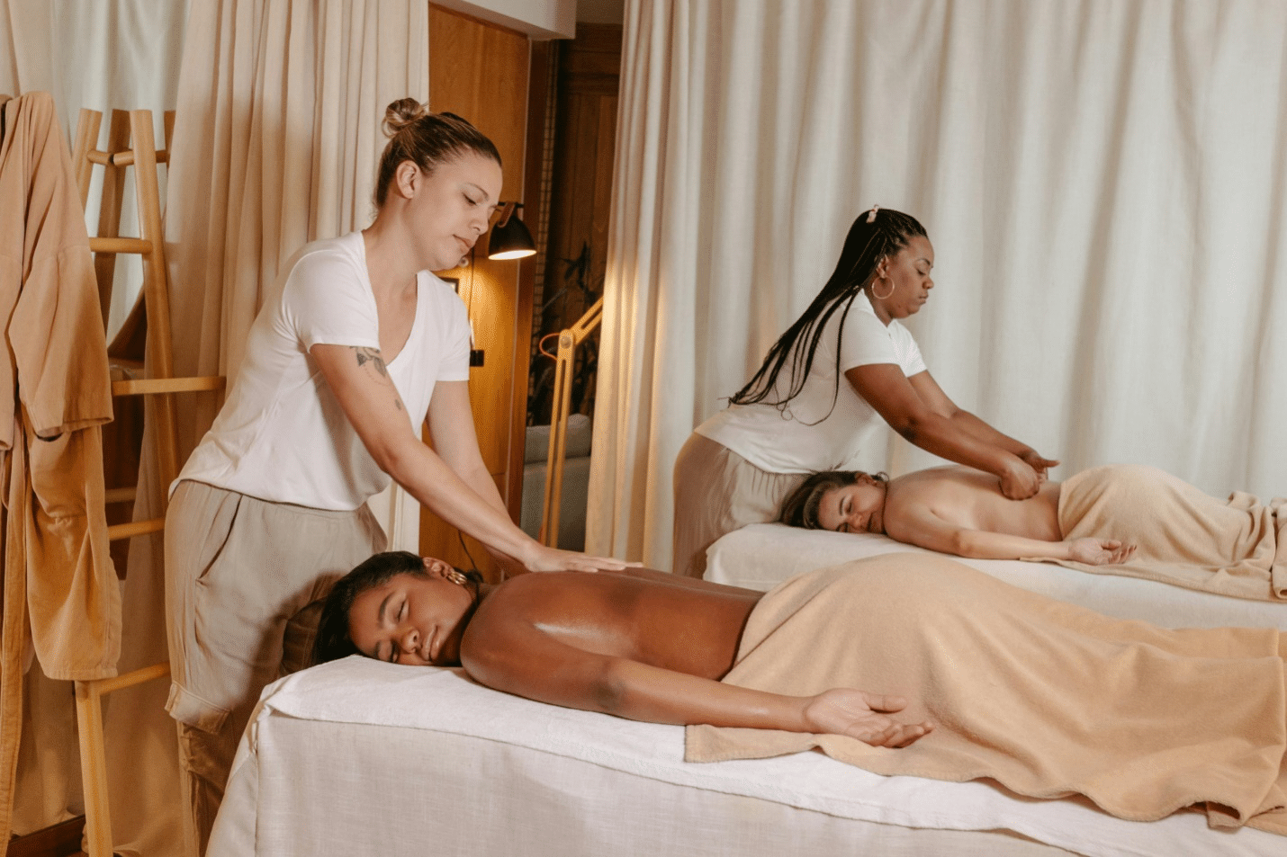 A person giving a full-body massage